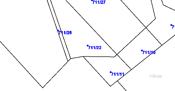 Parcela st. 711/22 v KÚ Otvovice, Katastrální mapa