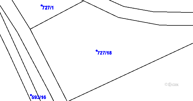 Parcela st. 727/18 v KÚ Otvovice, Katastrální mapa