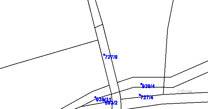 Parcela st. 727/8 v KÚ Otvovice, Katastrální mapa