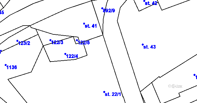 Parcela st. 122/6 v KÚ Otvovice, Katastrální mapa