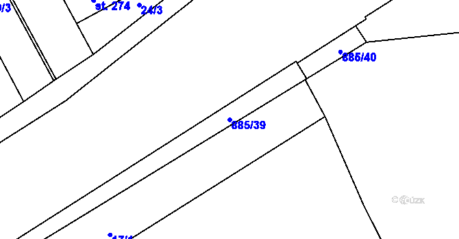 Parcela st. 885/39 v KÚ Otvovice, Katastrální mapa