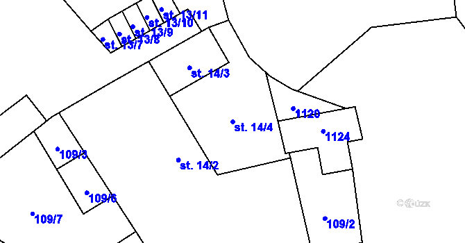 Parcela st. 14/4 v KÚ Otvovice, Katastrální mapa