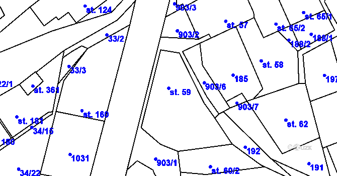Parcela st. 59 v KÚ Otvovice, Katastrální mapa