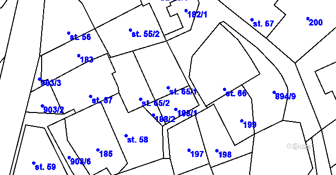 Parcela st. 65/1 v KÚ Otvovice, Katastrální mapa