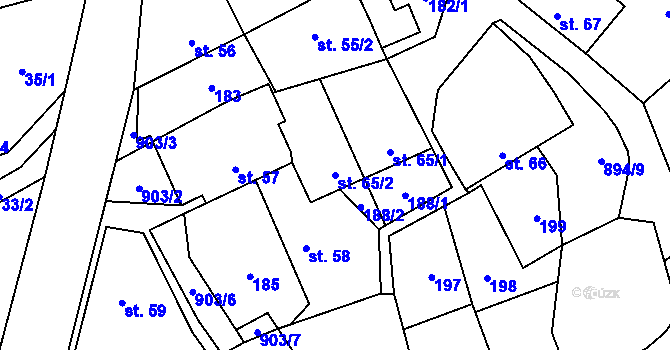 Parcela st. 65/2 v KÚ Otvovice, Katastrální mapa