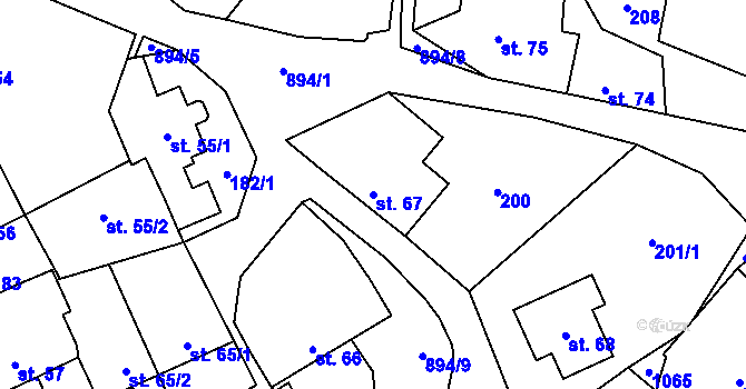 Parcela st. 67 v KÚ Otvovice, Katastrální mapa