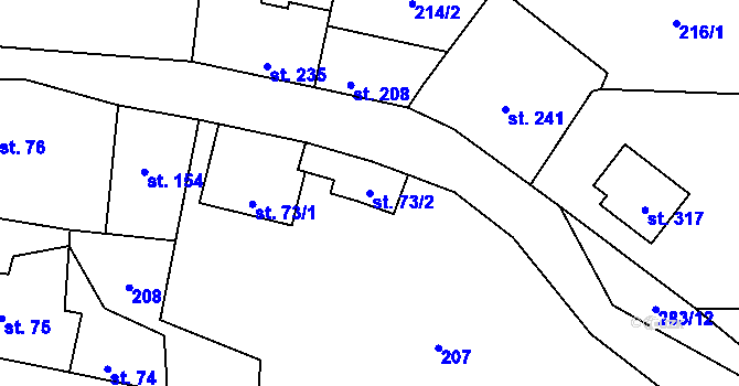 Parcela st. 73/2 v KÚ Otvovice, Katastrální mapa