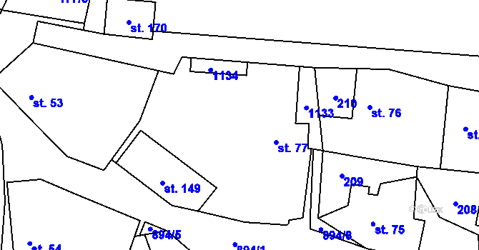 Parcela st. 77 v KÚ Otvovice, Katastrální mapa