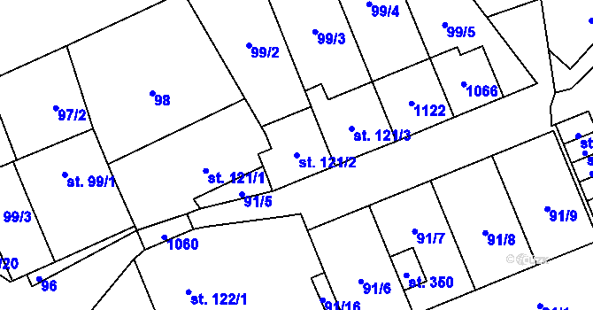 Parcela st. 121/2 v KÚ Otvovice, Katastrální mapa