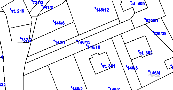Parcela st. 146/10 v KÚ Otvovice, Katastrální mapa