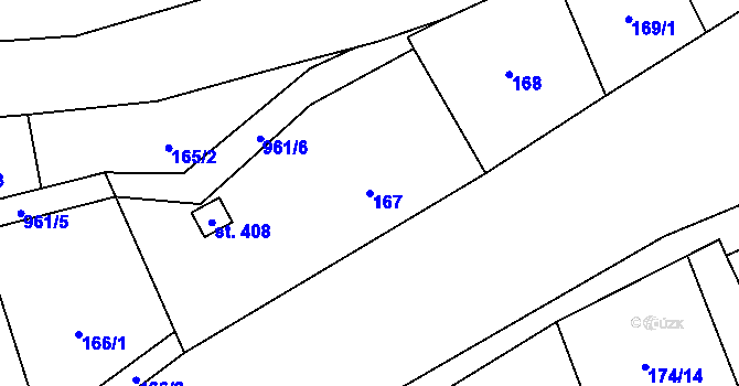 Parcela st. 167 v KÚ Otvovice, Katastrální mapa