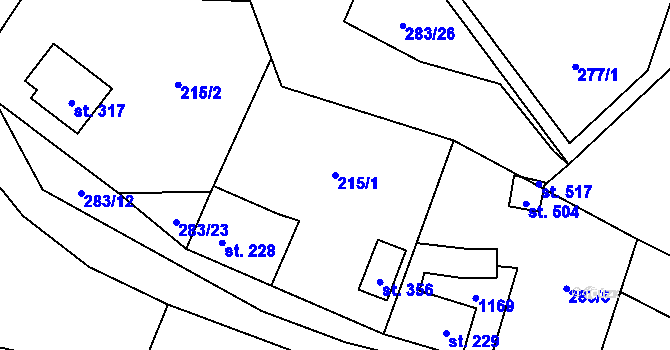 Parcela st. 215/1 v KÚ Otvovice, Katastrální mapa