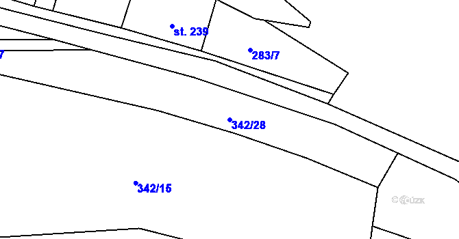 Parcela st. 342/28 v KÚ Otvovice, Katastrální mapa