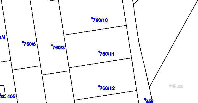 Parcela st. 760/11 v KÚ Otvovice, Katastrální mapa