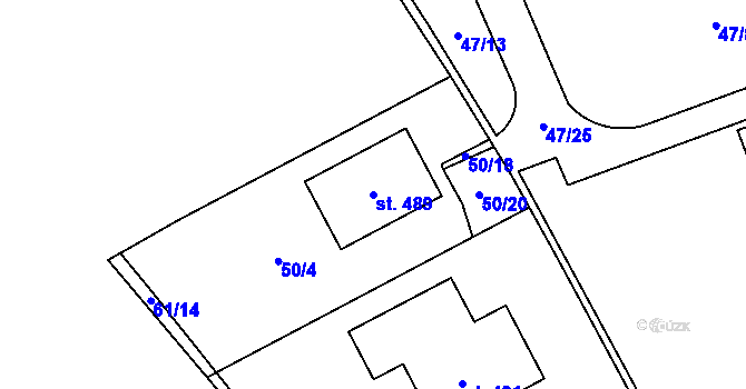 Parcela st. 489 v KÚ Otvovice, Katastrální mapa