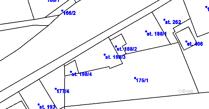 Parcela st. 198/3 v KÚ Otvovice, Katastrální mapa