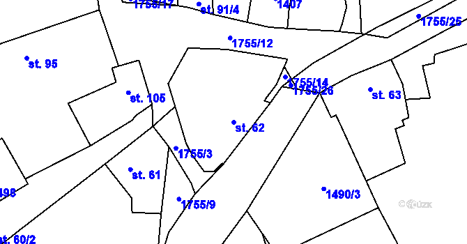 Parcela st. 62 v KÚ Ouběnice u Votic, Katastrální mapa