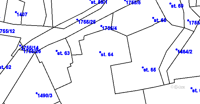 Parcela st. 64 v KÚ Ouběnice u Votic, Katastrální mapa