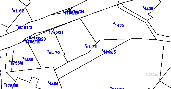 Parcela st. 71 v KÚ Ouběnice u Votic, Katastrální mapa