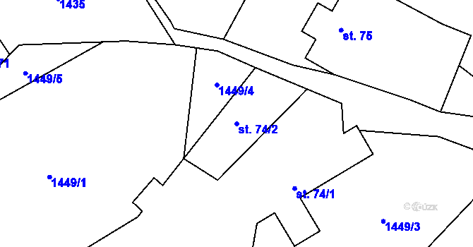 Parcela st. 74/2 v KÚ Ouběnice u Votic, Katastrální mapa