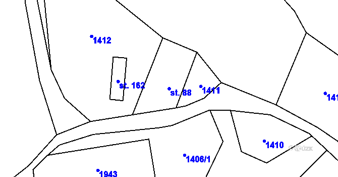 Parcela st. 88 v KÚ Ouběnice u Votic, Katastrální mapa