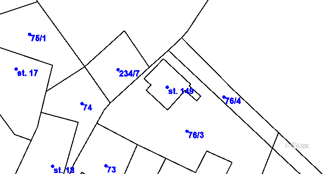 Parcela st. 149 v KÚ Ouběnice u Votic, Katastrální mapa