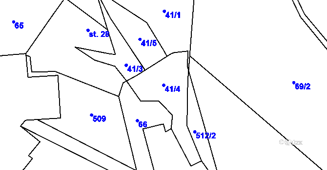 Parcela st. 41/4 v KÚ Ouběnice u Votic, Katastrální mapa