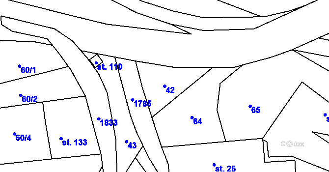 Parcela st. 42 v KÚ Ouběnice u Votic, Katastrální mapa
