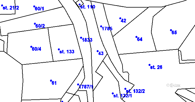 Parcela st. 43 v KÚ Ouběnice u Votic, Katastrální mapa