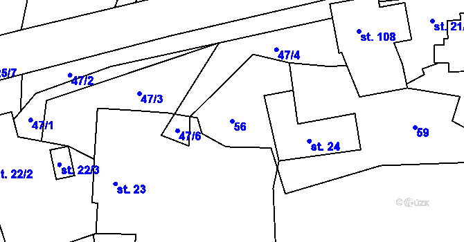 Parcela st. 56 v KÚ Ouběnice u Votic, Katastrální mapa
