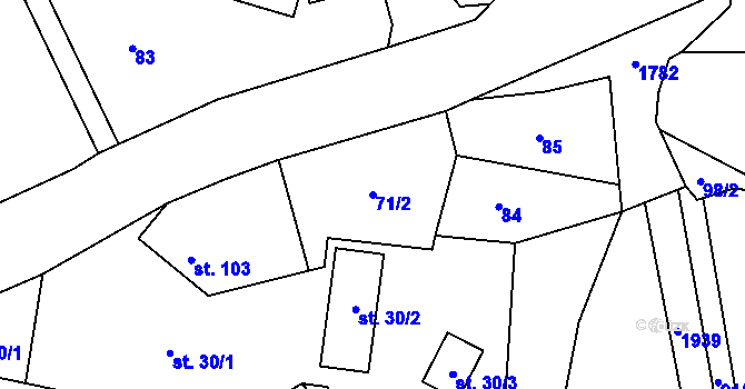 Parcela st. 71/2 v KÚ Ouběnice u Votic, Katastrální mapa