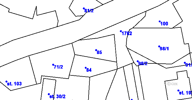 Parcela st. 85 v KÚ Ouběnice u Votic, Katastrální mapa