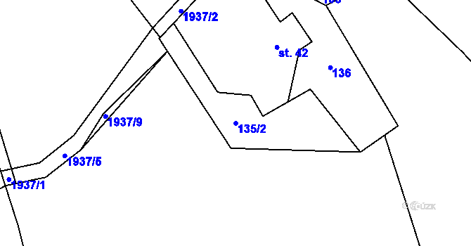 Parcela st. 135/2 v KÚ Ouběnice u Votic, Katastrální mapa