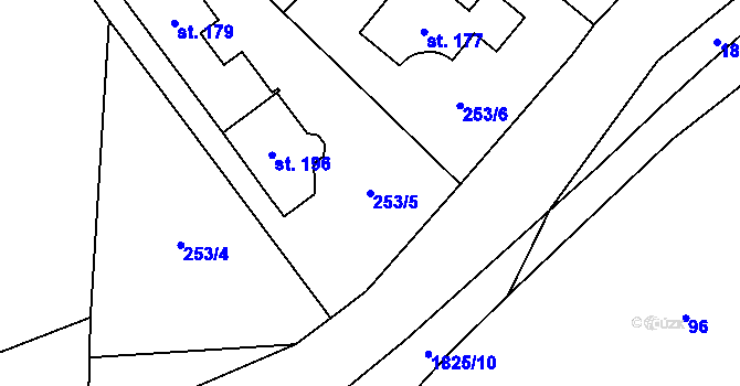 Parcela st. 253/5 v KÚ Ouběnice u Votic, Katastrální mapa