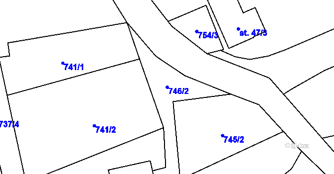 Parcela st. 746/2 v KÚ Ouběnice u Votic, Katastrální mapa