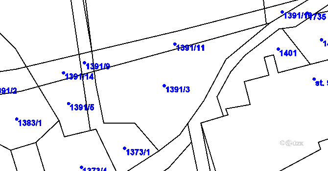 Parcela st. 1391/3 v KÚ Ouběnice u Votic, Katastrální mapa