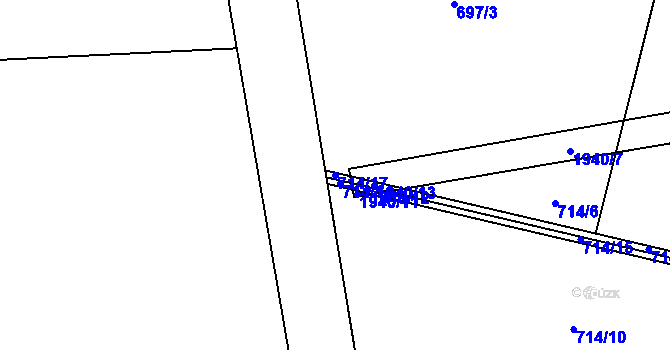 Parcela st. 714/17 v KÚ Ouběnice u Votic, Katastrální mapa