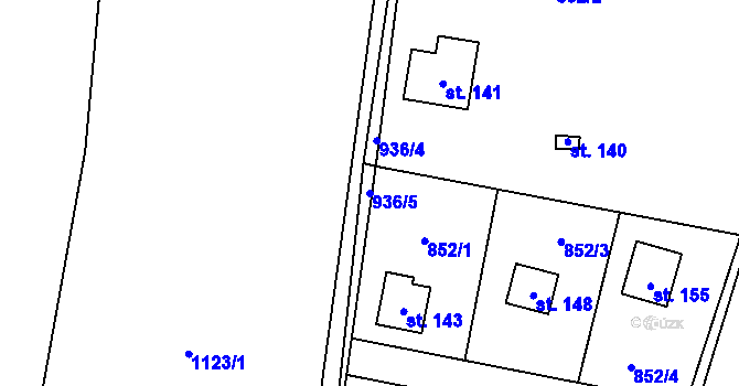 Parcela st. 936/5 v KÚ Ouběnice u Votic, Katastrální mapa