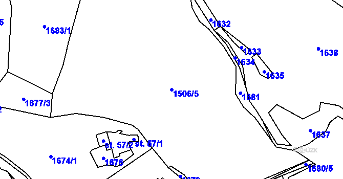 Parcela st. 1506/5 v KÚ Ouběnice u Votic, Katastrální mapa