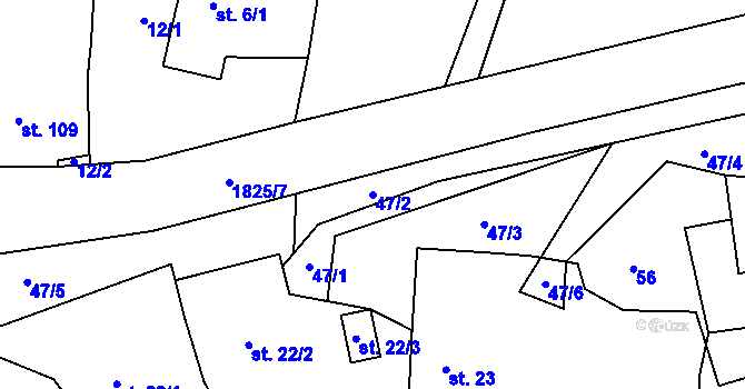 Parcela st. 47/2 v KÚ Ouběnice u Votic, Katastrální mapa