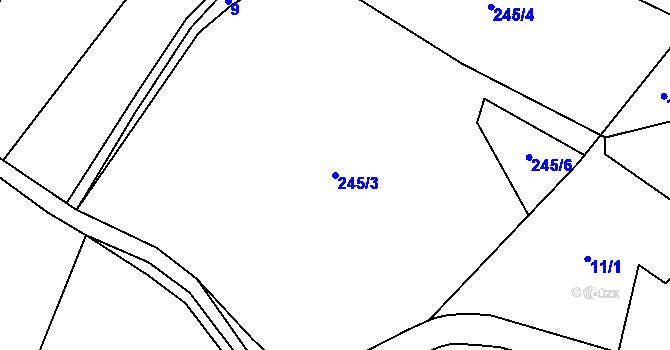 Parcela st. 245/3 v KÚ Ouběnice u Votic, Katastrální mapa