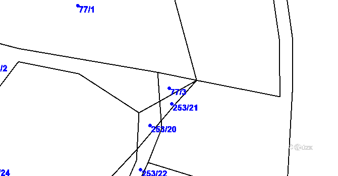 Parcela st. 77/3 v KÚ Ouběnice u Votic, Katastrální mapa