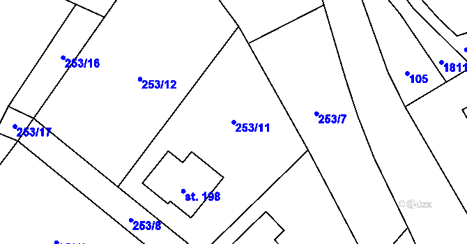 Parcela st. 253/11 v KÚ Ouběnice u Votic, Katastrální mapa