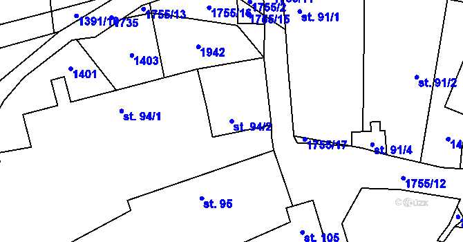 Parcela st. 94/2 v KÚ Ouběnice u Votic, Katastrální mapa