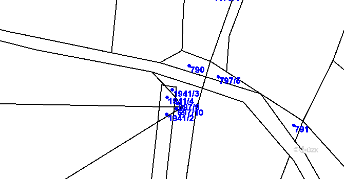 Parcela st. 1941/3 v KÚ Ouběnice u Votic, Katastrální mapa