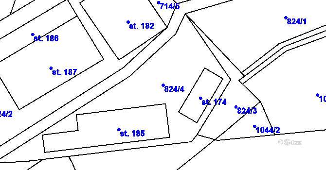Parcela st. 824/4 v KÚ Ouběnice u Votic, Katastrální mapa