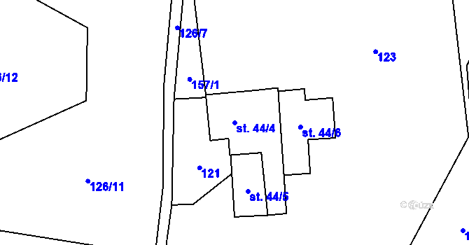 Parcela st. 44/4 v KÚ Ouběnice u Votic, Katastrální mapa