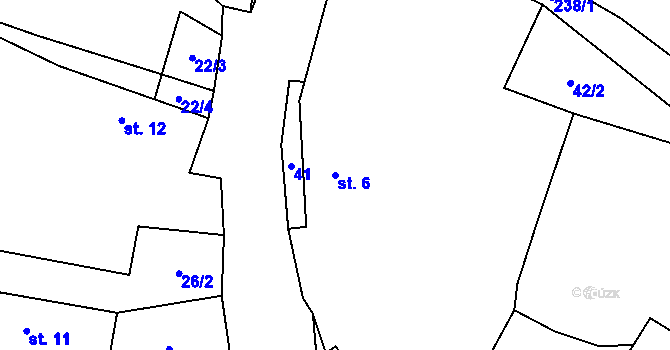Parcela st. 6 v KÚ Ostrov u Ouběnic, Katastrální mapa
