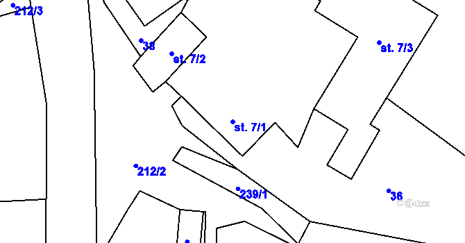 Parcela st. 7/1 v KÚ Ostrov u Ouběnic, Katastrální mapa
