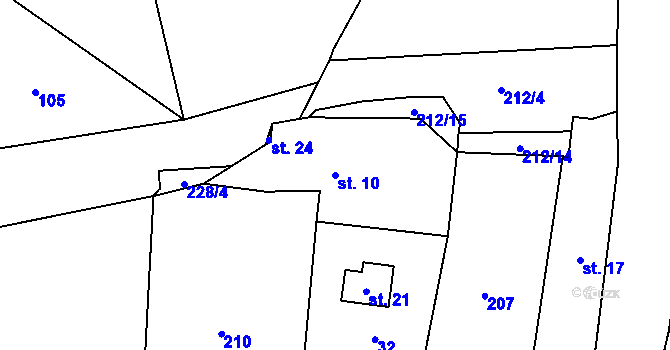 Parcela st. 10 v KÚ Ostrov u Ouběnic, Katastrální mapa